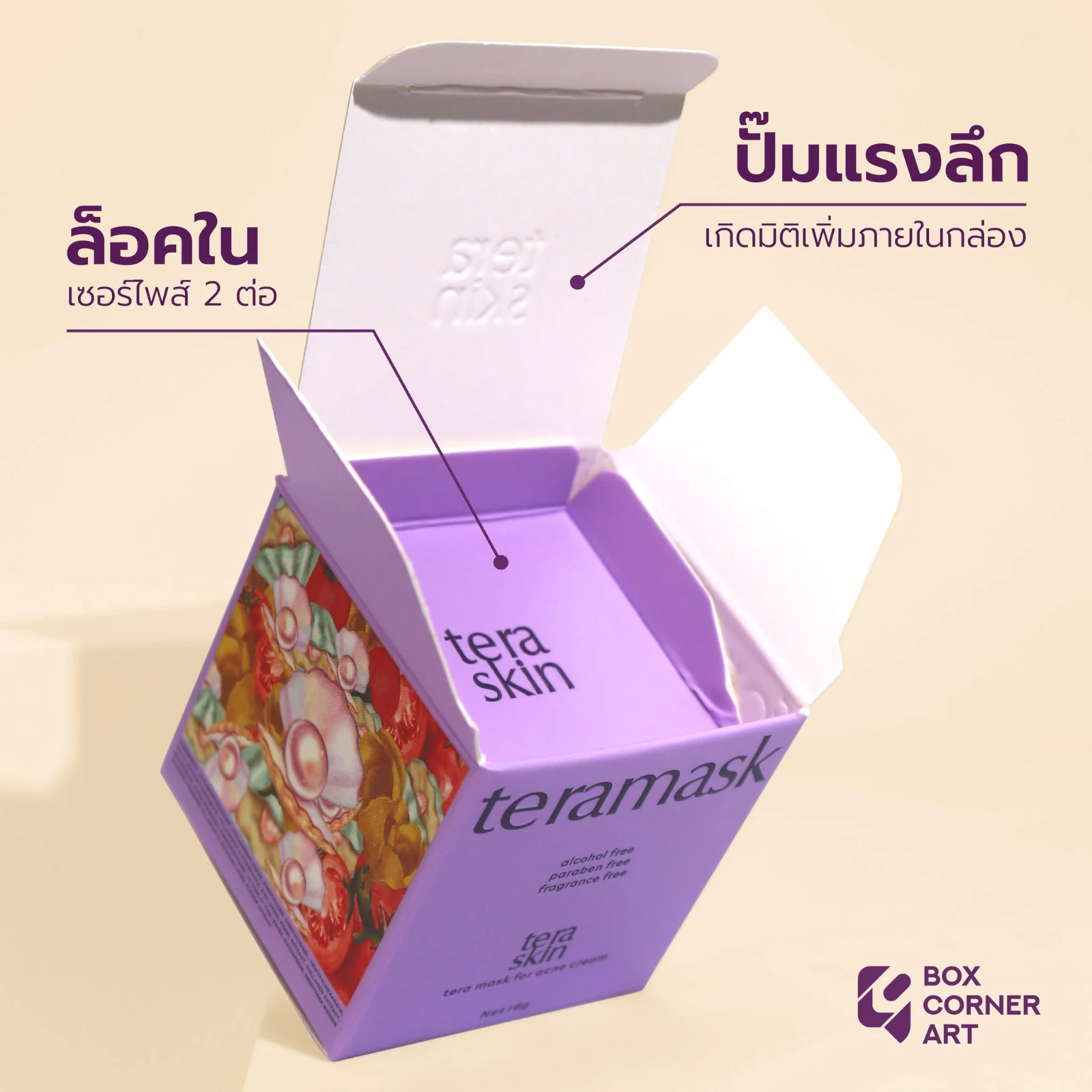 กล่องเครื่องสำอางแบบล็อกใน พร้อมปั๊มลึกบนฝาด้านใน เพิ่มความพรีเมียม