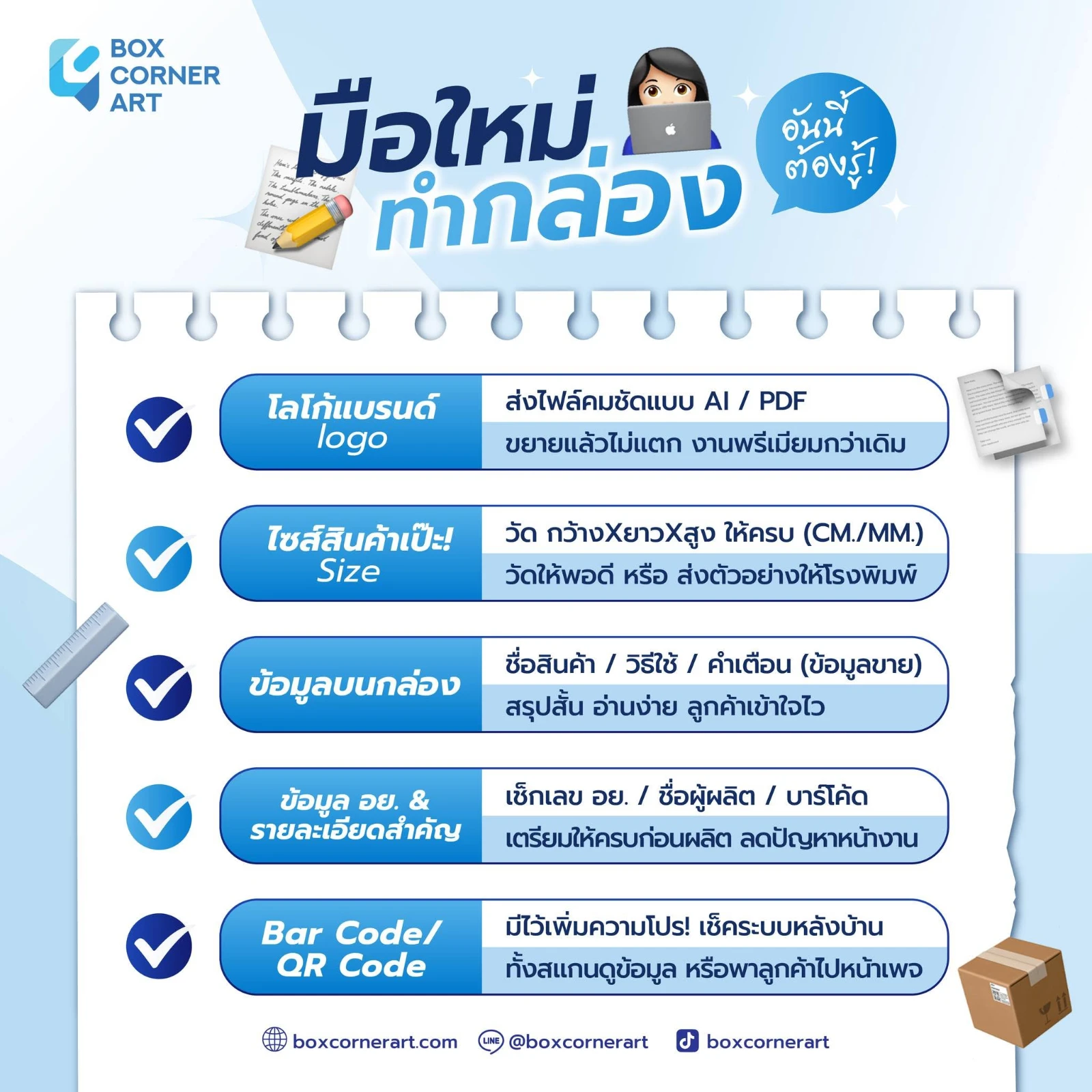 ข้อมูลที่ต้องเตรียมก่อนสั่งผลิตกล่องบรรจุภัณฑ์
