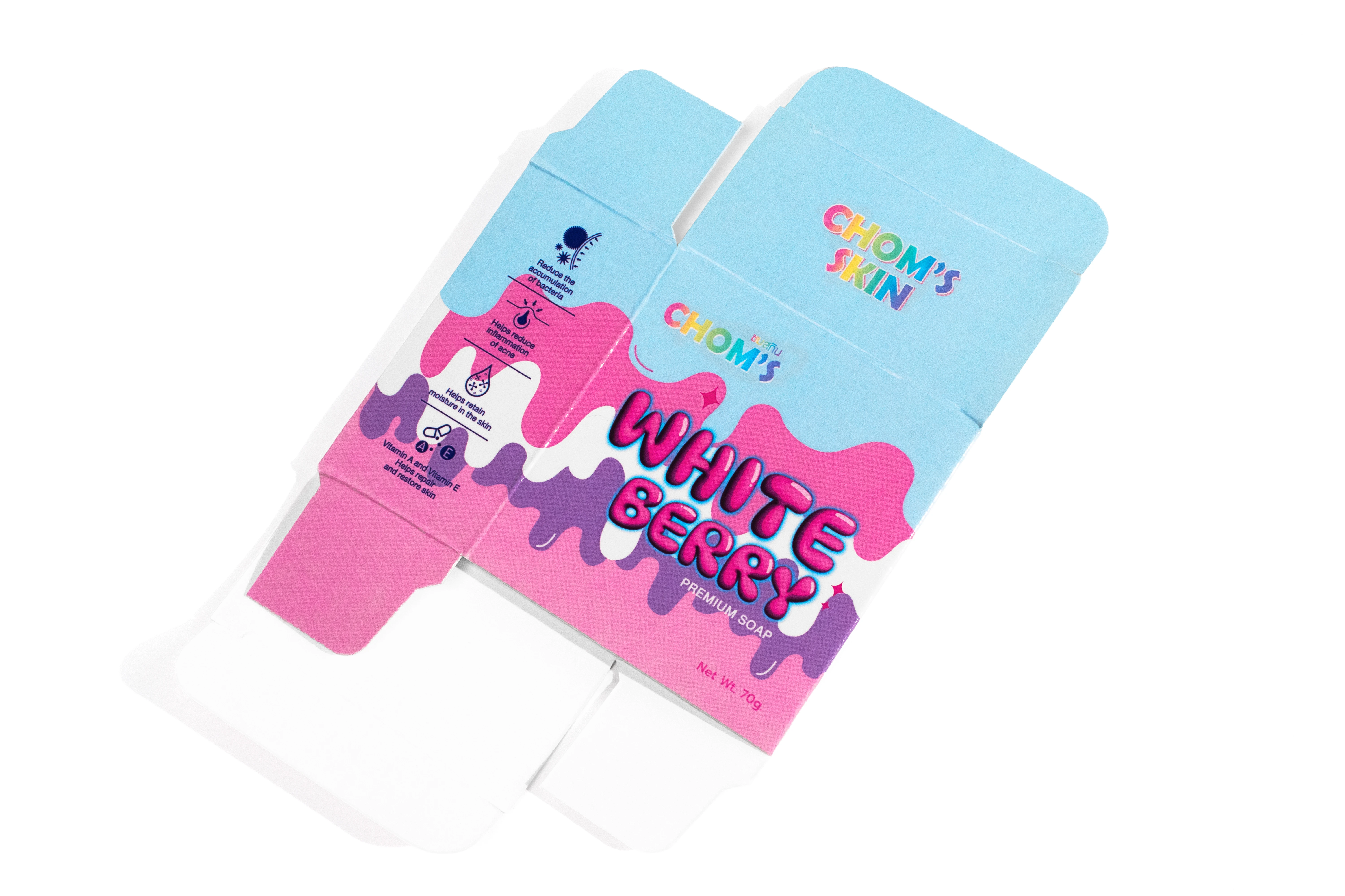 รูปตัวอย่างงานผลิตกล่องครีม Chom's White Berry จาก Box Corner Art รูปที่ 2