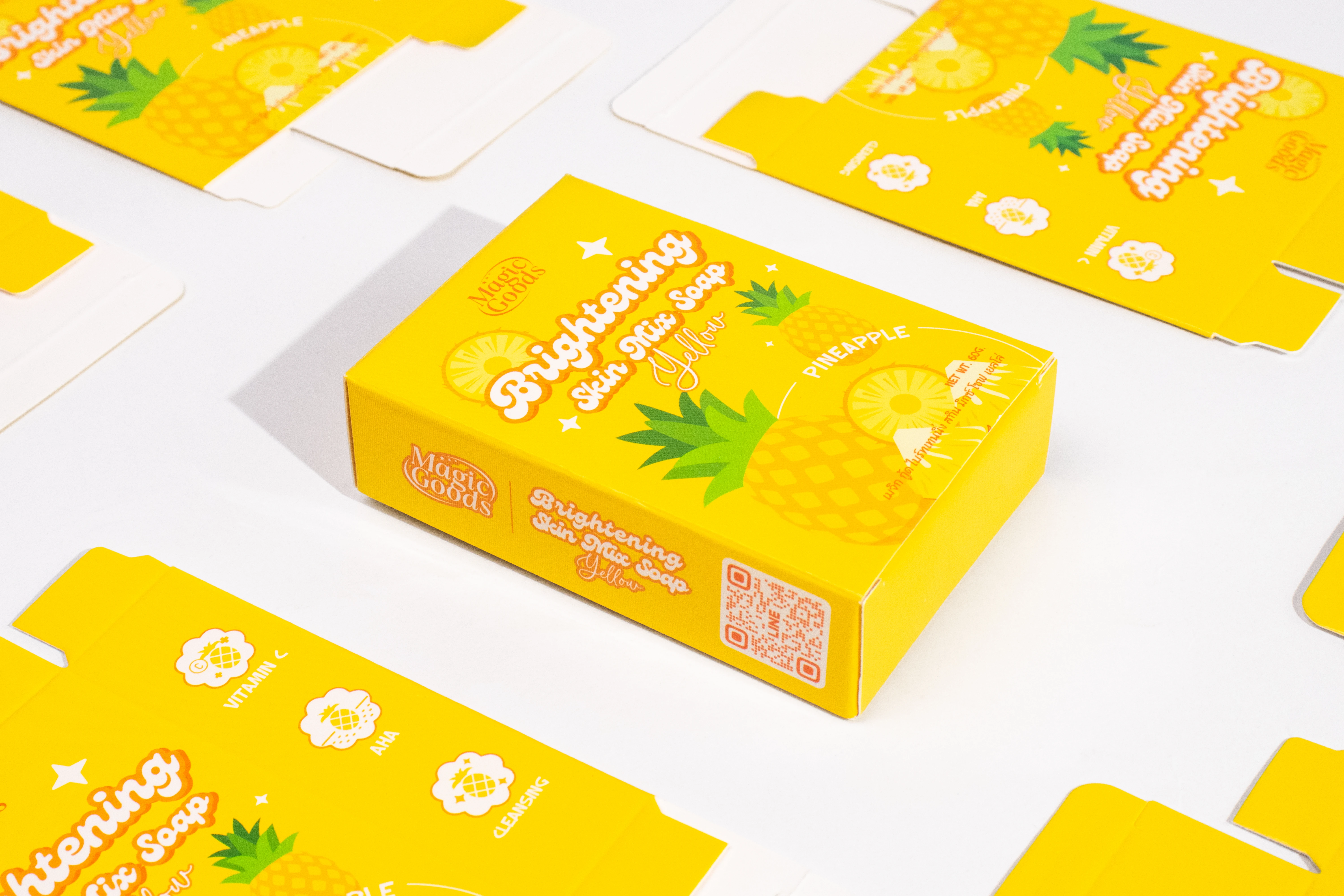 รูปตัวอย่างงานผลิตกล่องสบู่ Magic Goods Brightening Skin Mix Soap Yellow จาก Box Corner Art รูปที่ 4