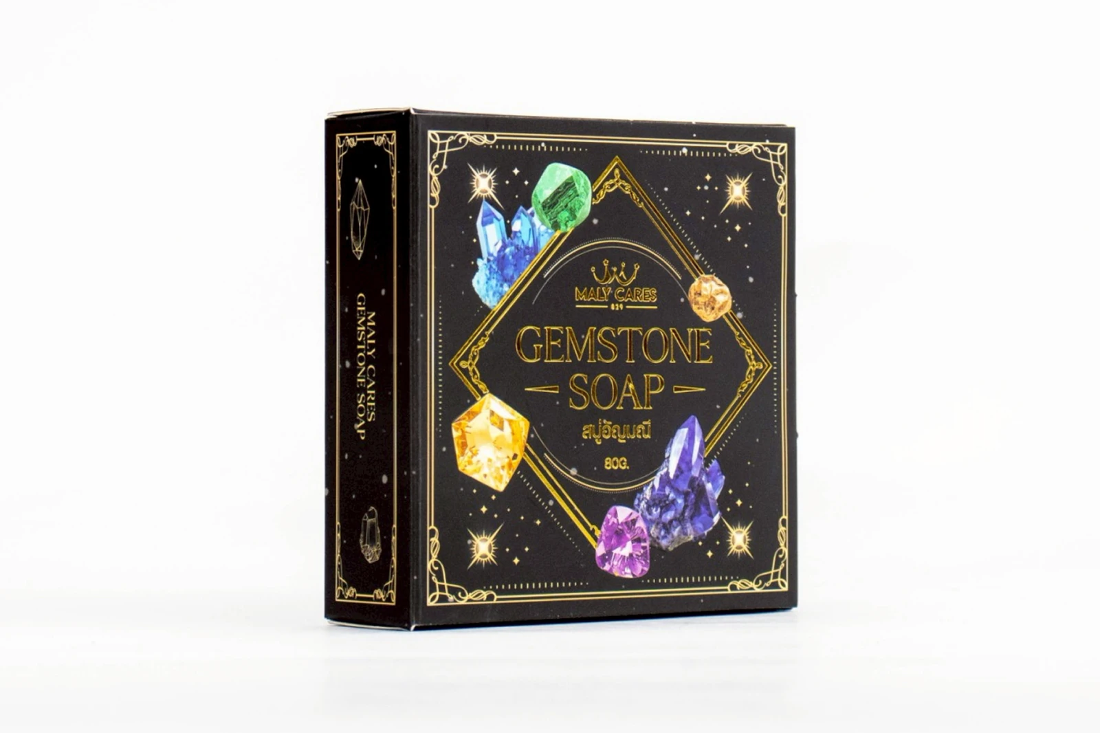 รูปตัวอย่างงานผลิตกล่องทรงสมุด Mali Cares Gemstone Soap ทรงสมุด จาก Box Corner Art รูปที่ 5