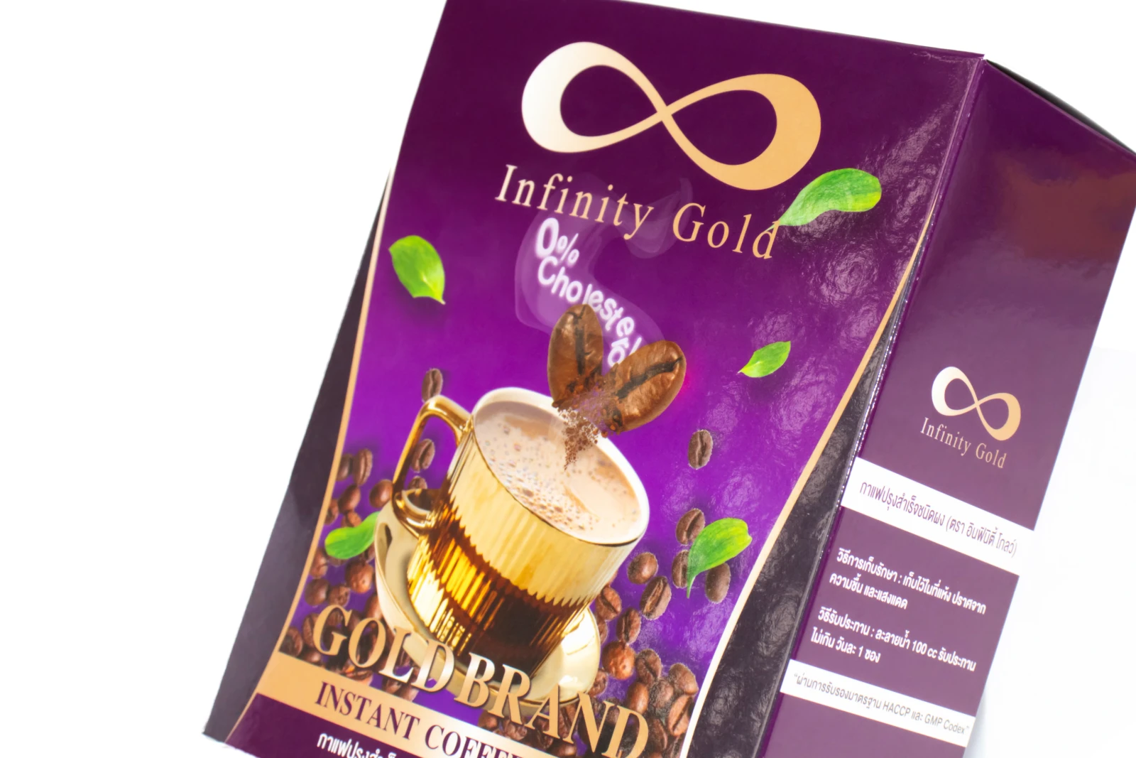 รูปตัวอย่างงานผลิตกล่องขนม/อาหาร Infinity Gold กาแฟปรุงสำเร็จชนิดผง จาก Box Corner Art รูปที่ 4