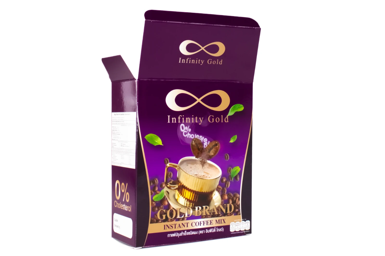 รูปตัวอย่างงานผลิตกล่องขนม/อาหาร Infinity Gold กาแฟปรุงสำเร็จชนิดผง จาก Box Corner Art รูปที่ 6