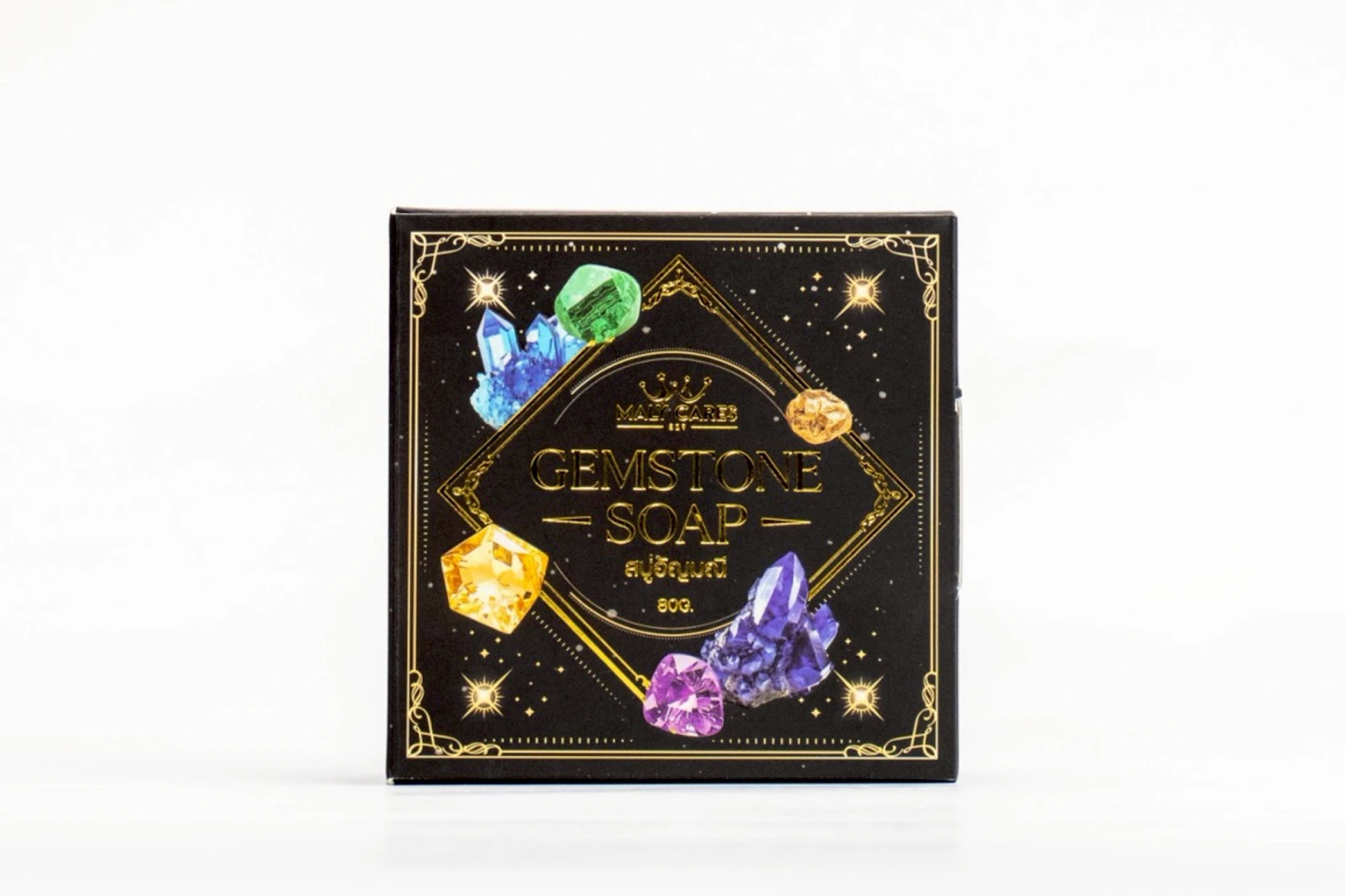 รูปตัวอย่างงานผลิตกล่องทรงสมุด Mali Cares Gemstone Soap ทรงสมุด จาก Box Corner Art