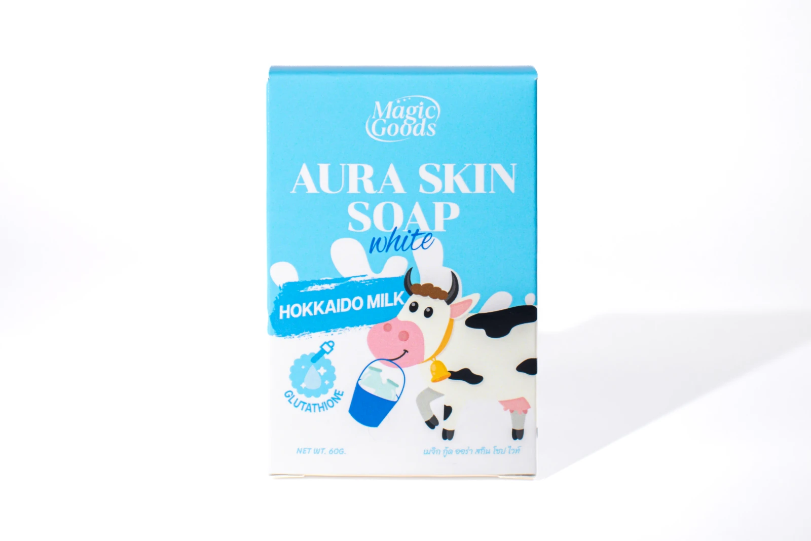 รูปตัวอย่างงานผลิตกล่องสบู่ Magic Goods Aura Skin Soap White Hokkaido Milk จาก Box Corner Art
