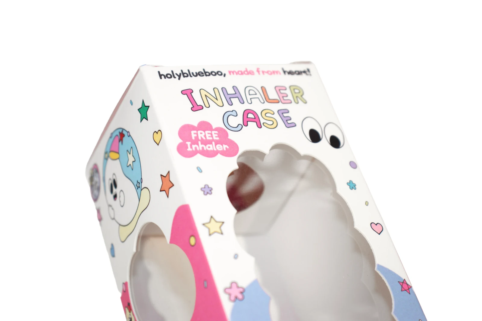 รูปตัวอย่างงานผลิตกล่องของเล่น Holy Blue Boo เคสยาดมเจาะหน้าต่าง จาก Box Corner Art รูปที่ 6