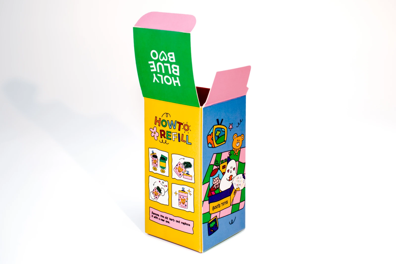 รูปตัวอย่างงานผลิตกล่องของเล่น Holy Blue Boo เคสยาดม จาก Box Corner Art รูปที่ 4