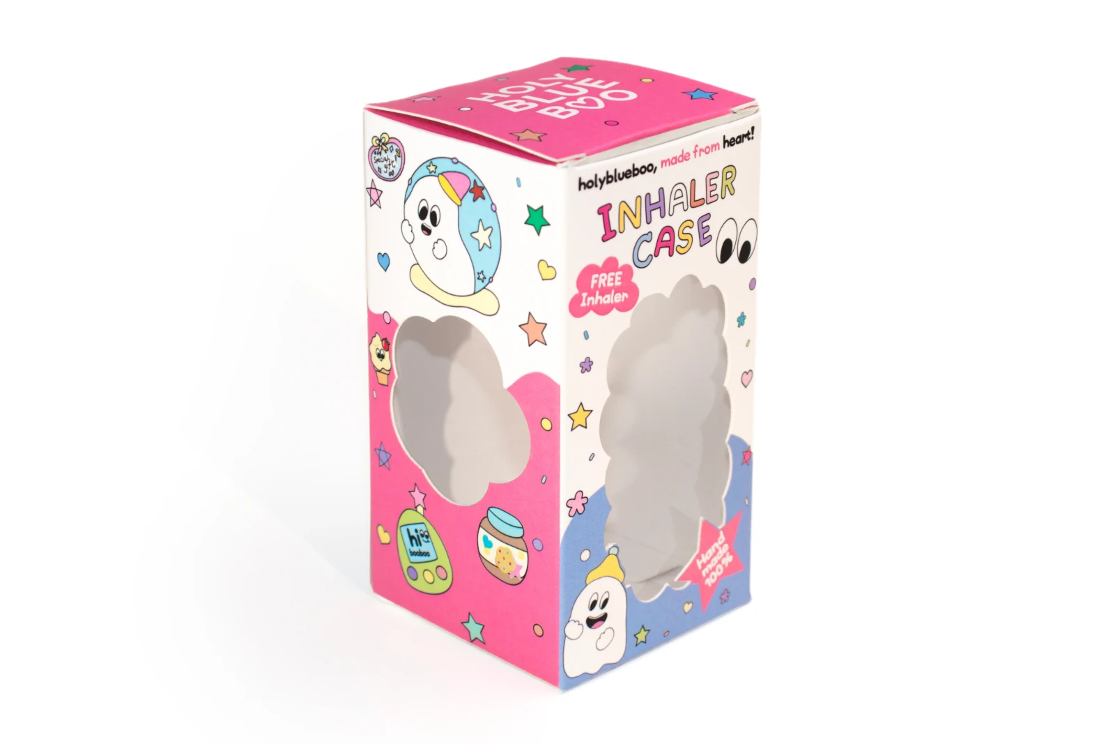 รูปตัวอย่างงานผลิตกล่องของเล่น Holy Blue Boo เคสยาดมเจาะหน้าต่าง จาก Box Corner Art รูปที่ 3