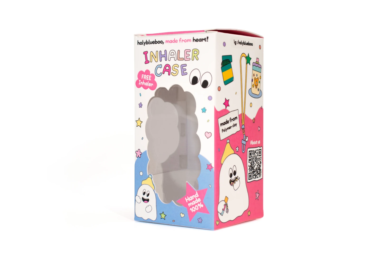 รูปตัวอย่างงานผลิตกล่องของเล่น Holy Blue Boo เคสยาดมเจาะหน้าต่าง จาก Box Corner Art รูปที่ 4