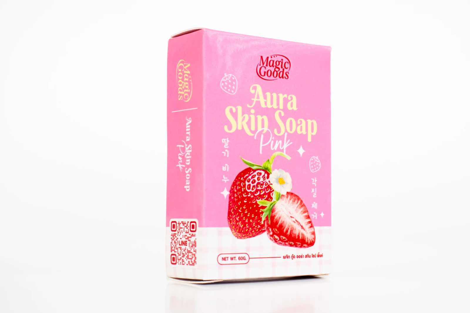 รูปตัวอย่างงานผลิตกล่องสบู่ Magic Goods Aura Skin Soap Pink กล่องฝาเสียบ จาก Box Corner Art รูปที่ 2