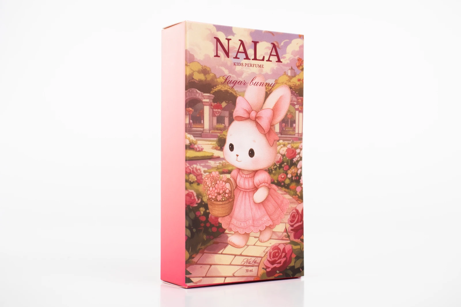 รูปตัวอย่างงานผลิตกล่องทรงสมุด NALA Kids Perfume Sugar Bunny กล่องฝาเสียบทรงสมุด จาก Box Corner Art รูปที่ 3