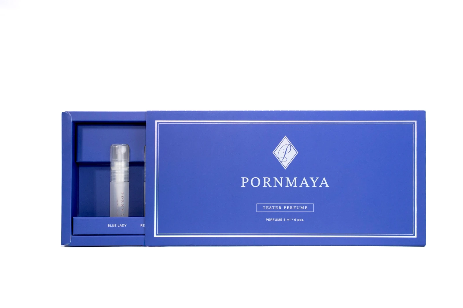 รูปตัวอย่างงานผลิตกล่องเซต/โหล กล่องเซตน้ำหอม PORNMAYA Tester Perfume แบบสไลด์ จาก Box Corner Art
