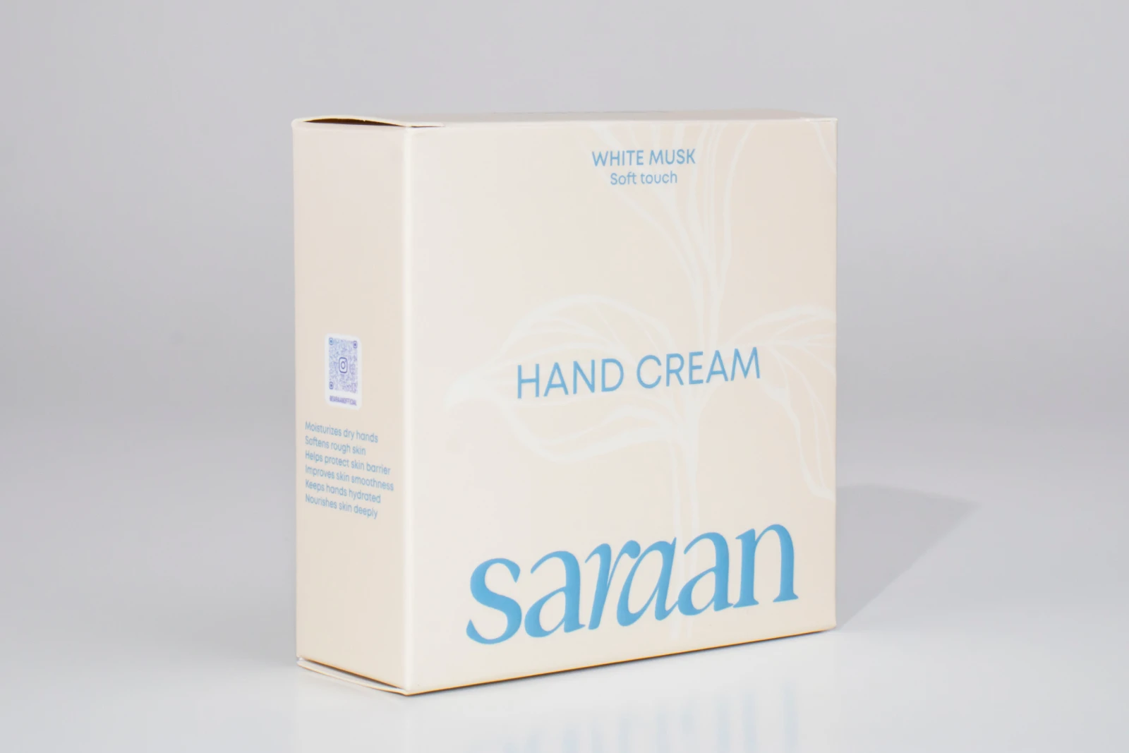 รูปตัวอย่างงานผลิตกล่องเครื่องสำอาง กล่องแฮนด์ครีม Saraan White Musk แบบฝาเสียบ จาก Box Corner Art รูปที่ 4