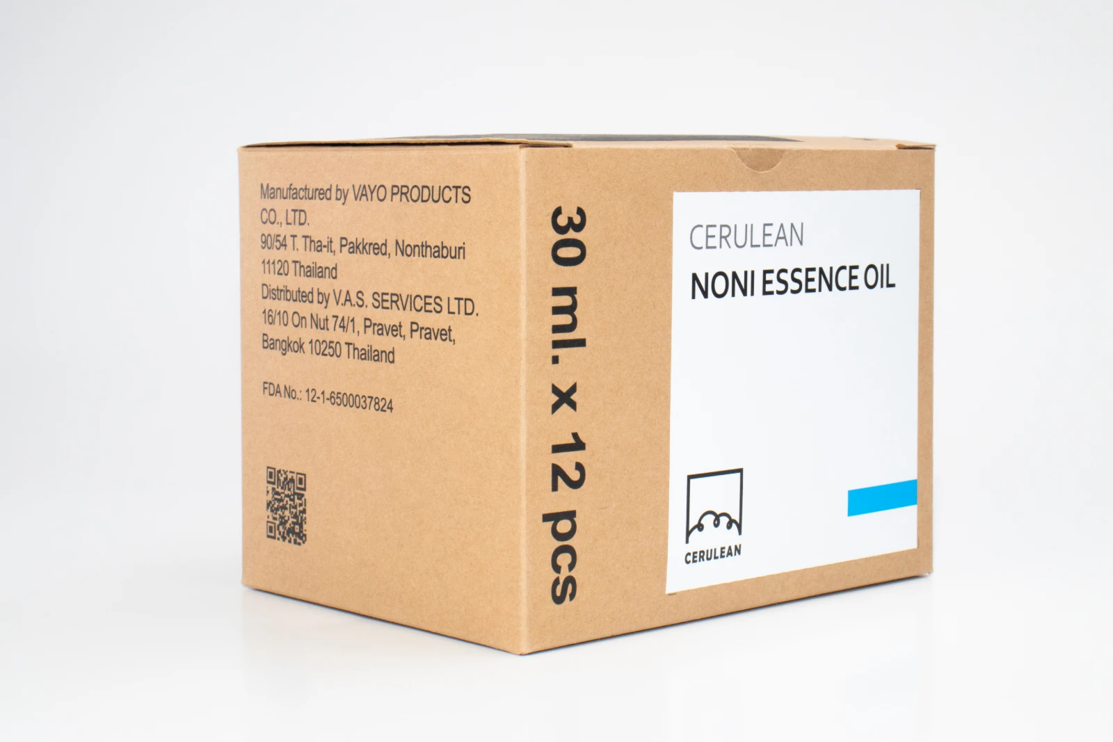 รูปตัวอย่างงานผลิตกล่องเซต/โหล กล่องเซต Cerulean Noni Essence Oil กระดาษคราฟท์ จาก Box Corner Art รูปที่ 2
