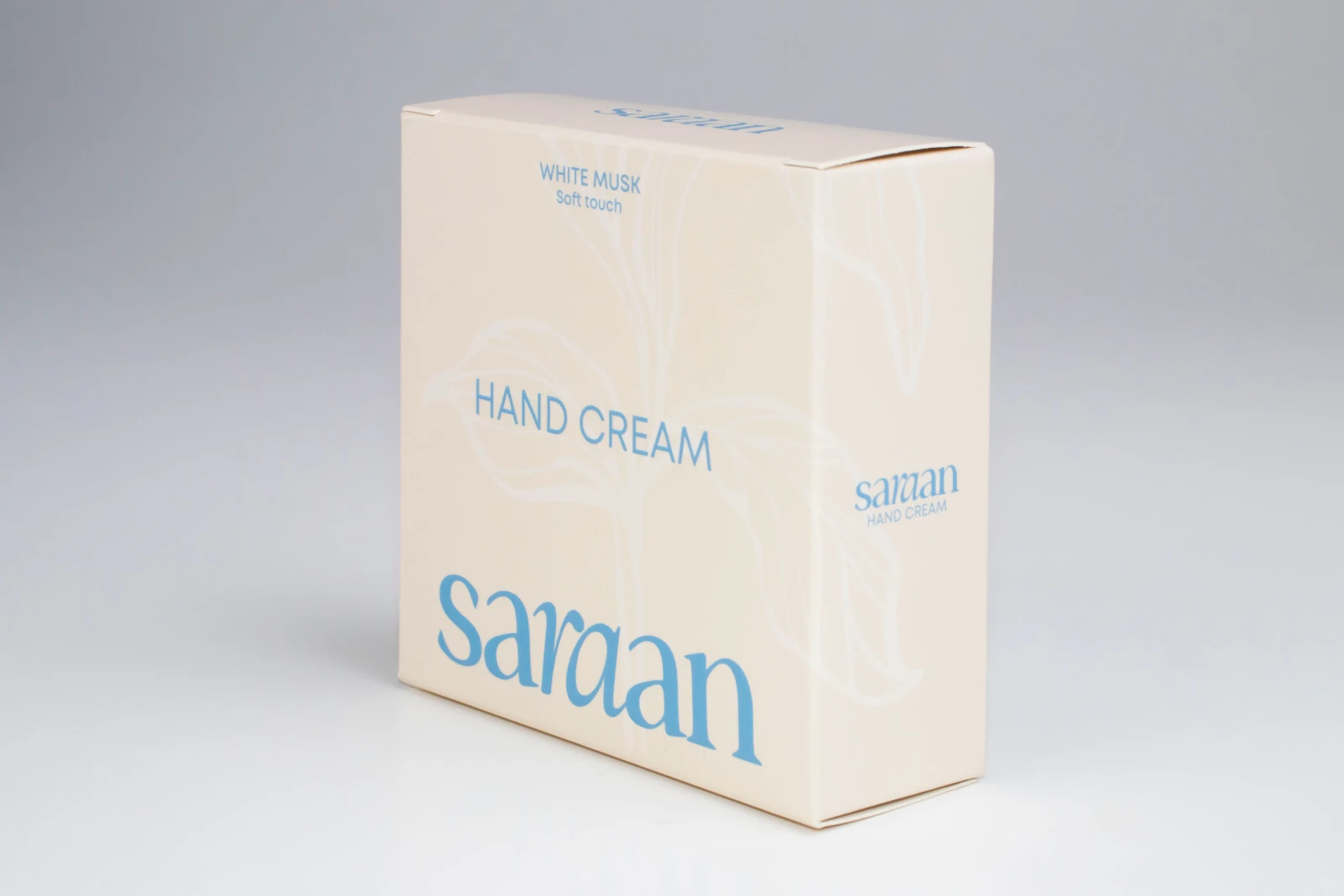 รูปตัวอย่างงานผลิตกล่องเครื่องสำอาง กล่องแฮนด์ครีม Saraan White Musk แบบฝาเสียบ จาก Box Corner Art รูปที่ 2