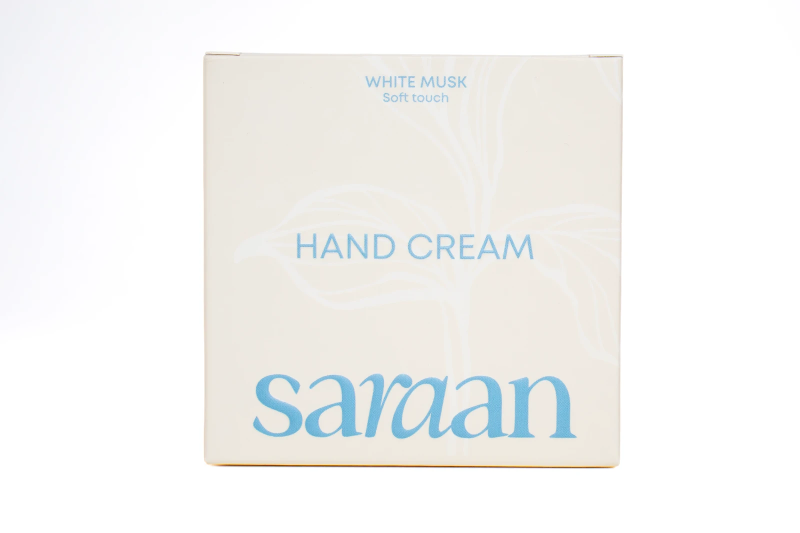 รูปตัวอย่างงานผลิตกล่องเครื่องสำอาง กล่องแฮนด์ครีม Saraan White Musk แบบฝาเสียบ จาก Box Corner Art