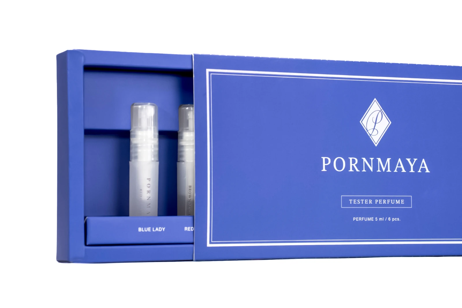 รูปตัวอย่างงานผลิตกล่องเซต/โหล กล่องเซตน้ำหอม PORNMAYA Tester Perfume แบบสไลด์ จาก Box Corner Art รูปที่ 2
