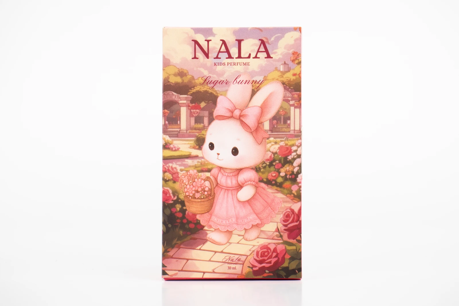รูปตัวอย่างงานผลิตกล่องทรงสมุด NALA Kids Perfume Sugar Bunny กล่องฝาเสียบทรงสมุด จาก Box Corner Art
