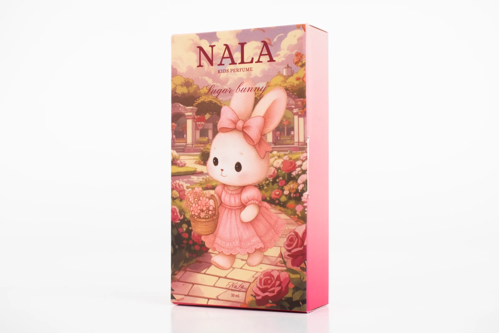 รูปตัวอย่างงานผลิตกล่องทรงสมุด NALA Kids Perfume Sugar Bunny กล่องฝาเสียบทรงสมุด จาก Box Corner Art รูปที่ 2