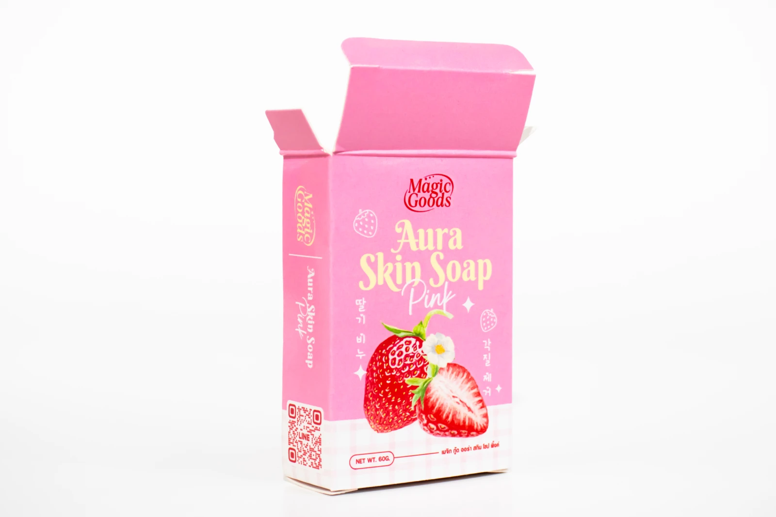 รูปตัวอย่างงานผลิตกล่องสบู่ Magic Goods Aura Skin Soap Pink กล่องฝาเสียบ จาก Box Corner Art รูปที่ 5