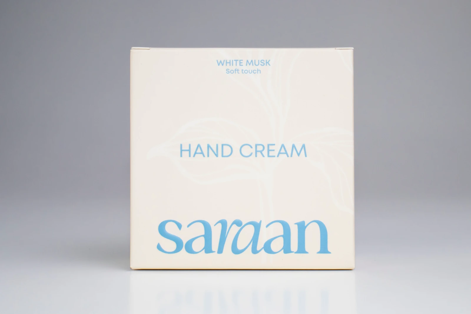 รูปตัวอย่างงานผลิตกล่องเครื่องสำอาง กล่องแฮนด์ครีม Saraan White Musk แบบฝาเสียบ จาก Box Corner Art