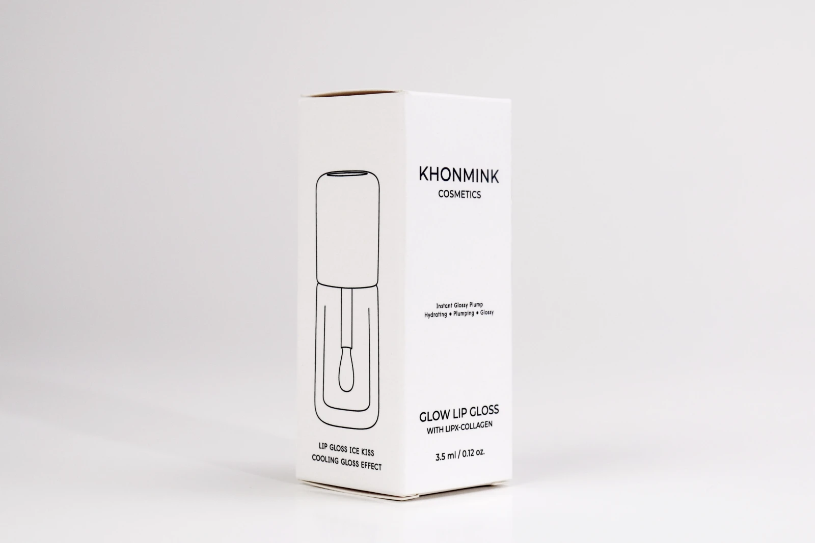 รูปตัวอย่างงานผลิตกล่องเครื่องสำอาง กล่องลิปกลอส KHONMINK Cosmetics Glow Lip Gloss กล่องฝาเสียบ จาก Box Corner Art รูปที่ 2