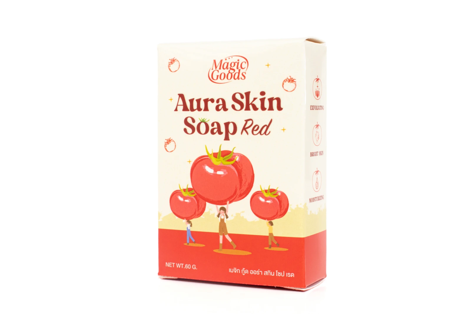 รูปตัวอย่างงานผลิตกล่องสบู่ Magic Goods Aura Skin Soap Red กล่องฝาเสียบ จาก Box Corner Art รูปที่ 3