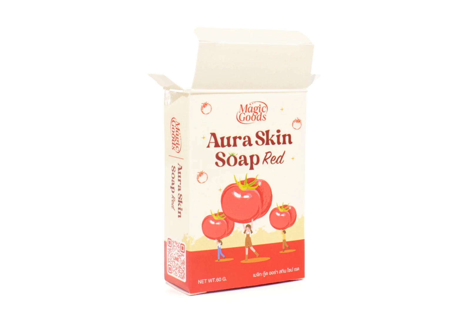 รูปตัวอย่างงานผลิตกล่องสบู่ Magic Goods Aura Skin Soap Red กล่องฝาเสียบ จาก Box Corner Art รูปที่ 6