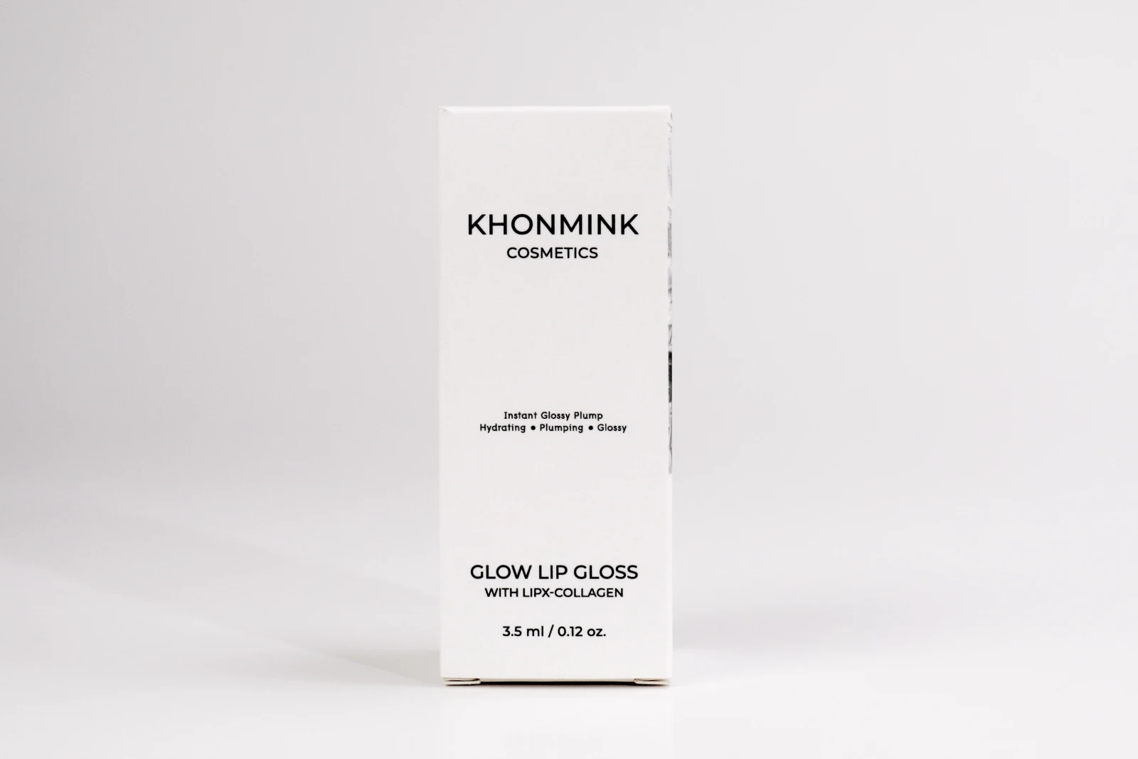 รูปตัวอย่างงานผลิตกล่องเครื่องสำอาง กล่องลิปกลอส KHONMINK Cosmetics Glow Lip Gloss กล่องฝาเสียบ จาก Box Corner Art