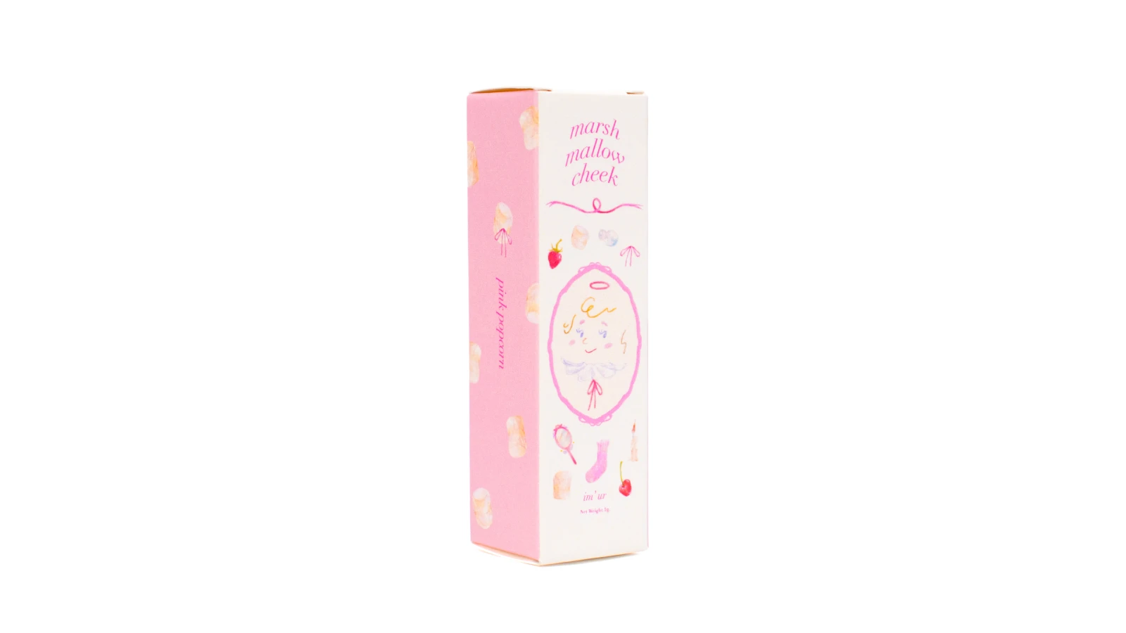 รูปตัวอย่างงานผลิตกล่องเครื่องสำอาง กล่องบลัชออน I’m’ur! Marshmallow Cheek Pink Popcorn กล่องฝาเสียบ จาก Box Corner Art รูปที่ 4