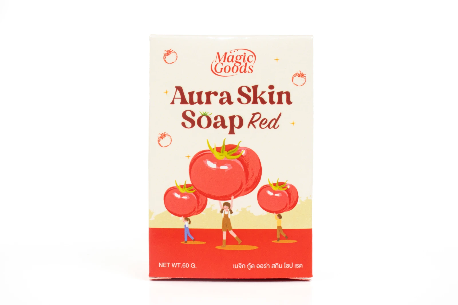 รูปตัวอย่างงานผลิตกล่องสบู่ Magic Goods Aura Skin Soap Red กล่องฝาเสียบ จาก Box Corner Art