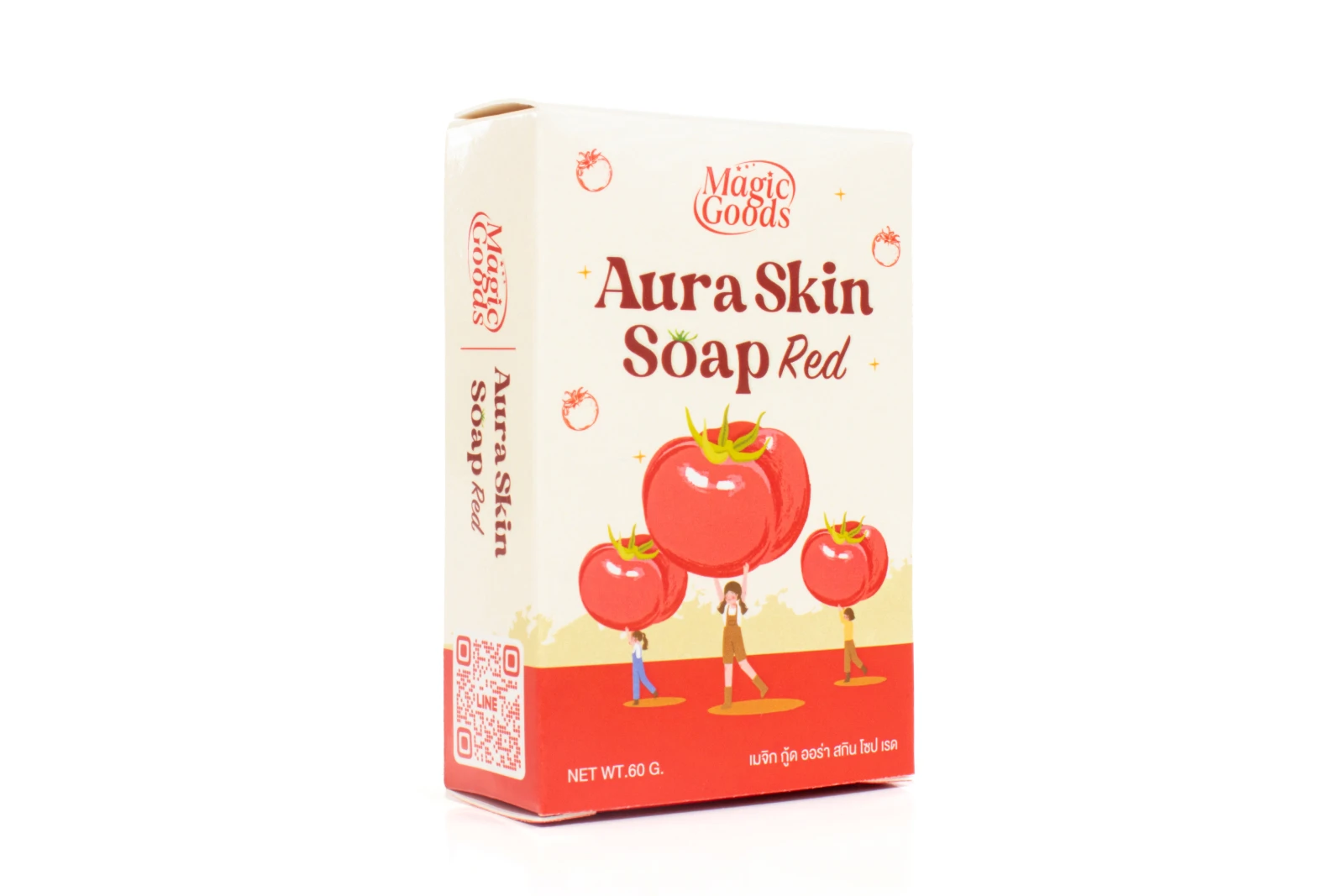 รูปตัวอย่างงานผลิตกล่องสบู่ Magic Goods Aura Skin Soap Red กล่องฝาเสียบ จาก Box Corner Art รูปที่ 2