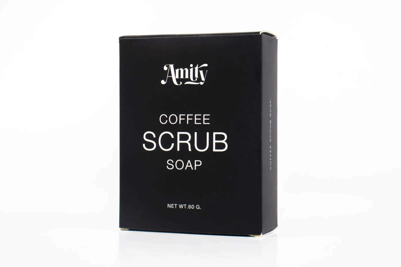 รูปตัวอย่างงานผลิตกล่องสบู่ Amity Coffee Scrub Soap กล่องฝาเสียบสีดำ จาก Box Corner Art รูปที่ 3