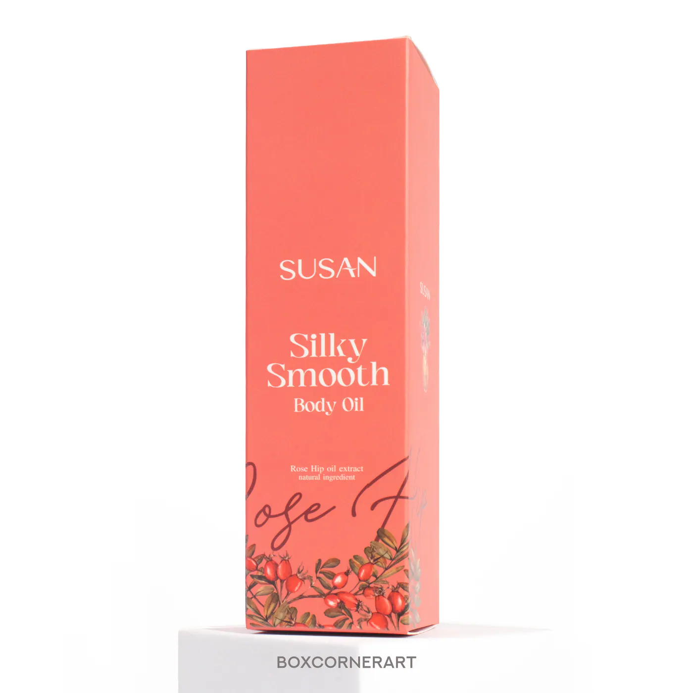 รูปตัวอย่างงานผลิตกล่องครีม SUSAN Silky Smooth Body Oil จาก Box Corner Art