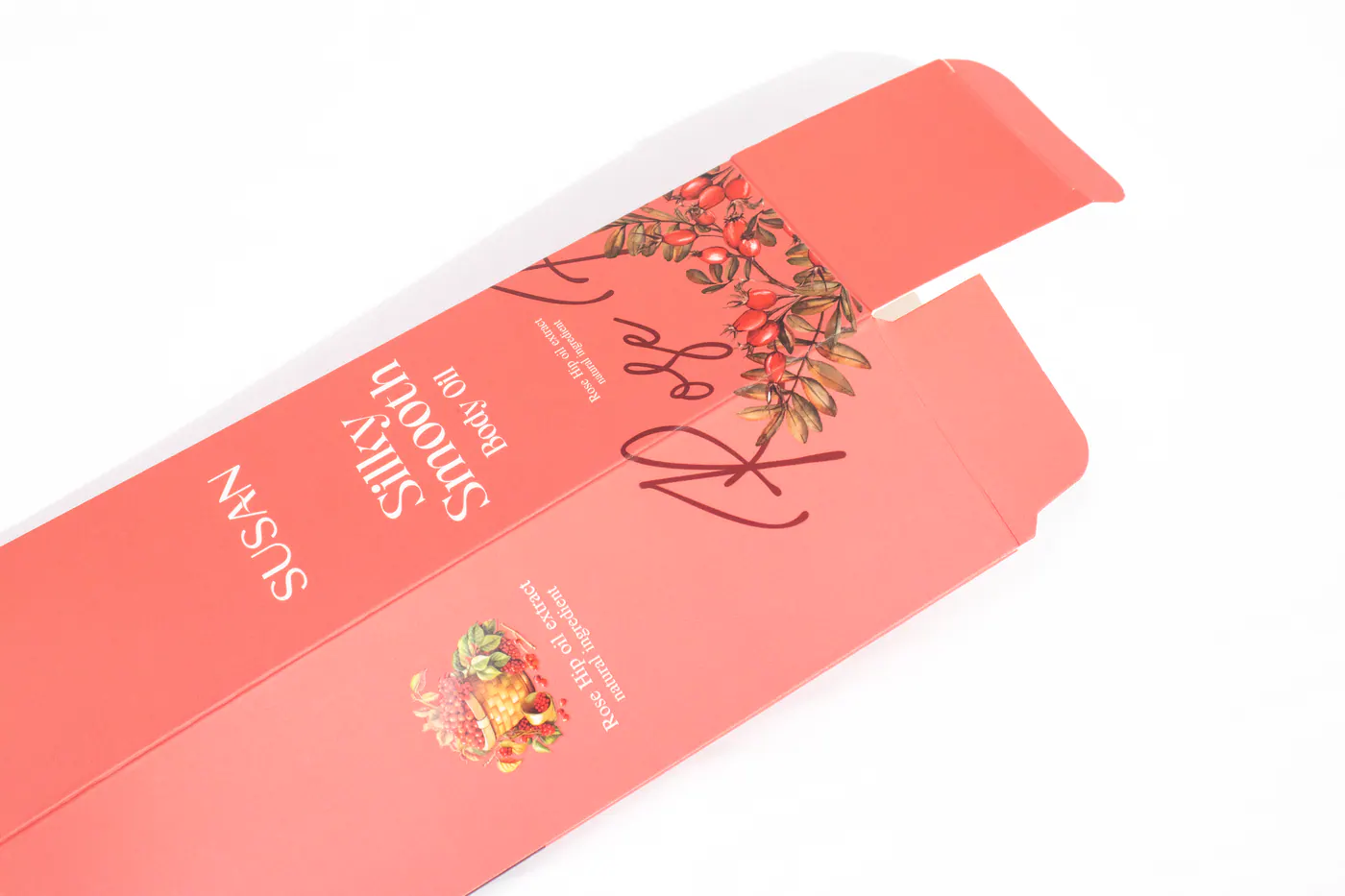 รูปตัวอย่างงานผลิตกล่องครีม SUSAN Silky Smooth Body Oil จาก Box Corner Art รูปที่ 6