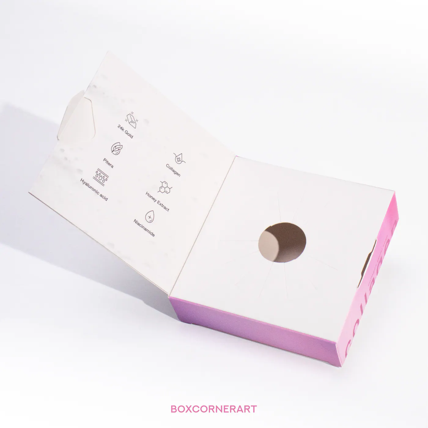 รูปตัวอย่างงานผลิตกล่องสบู่ Mercare Collagen Facial Soap จาก Box Corner Art รูปที่ 2