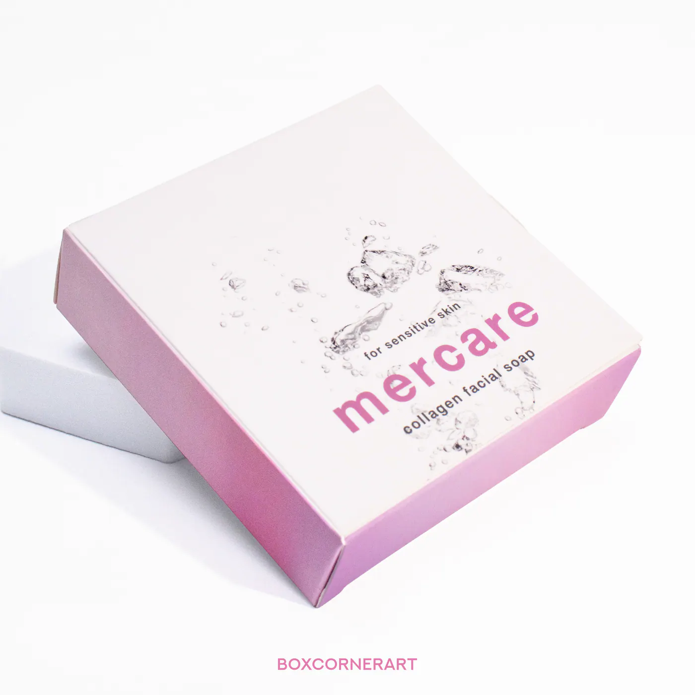 รูปตัวอย่างงานผลิตกล่องสบู่ Mercare Collagen Facial Soap จาก Box Corner Art รูปที่ 4